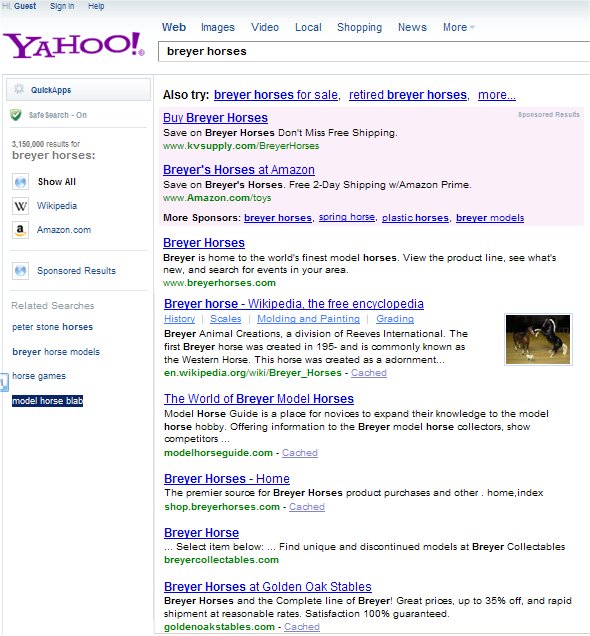 Yahoo SEO for Breyer Horses