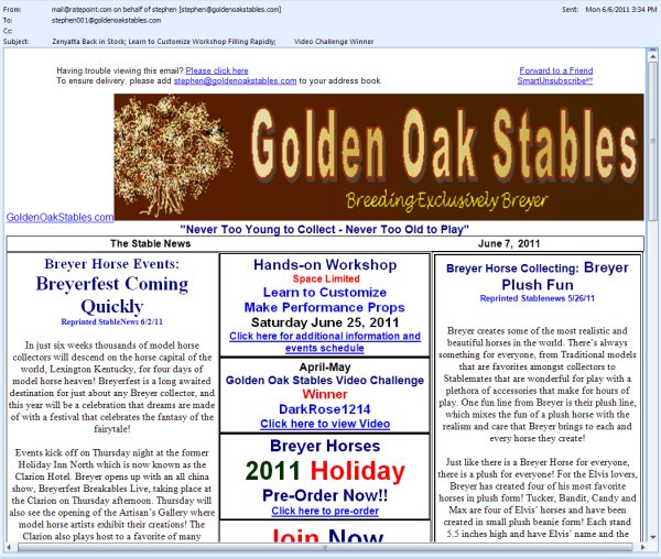 Click here to view E-mail Marketing from Golden Oak Stables
