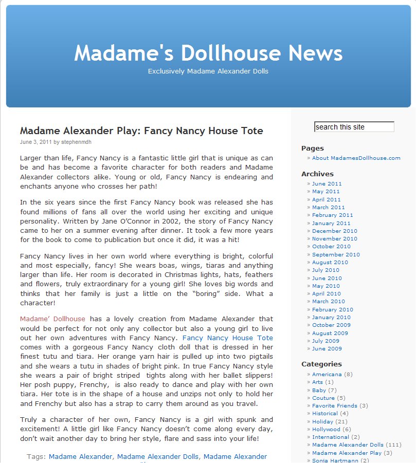Madames Dollhouse News